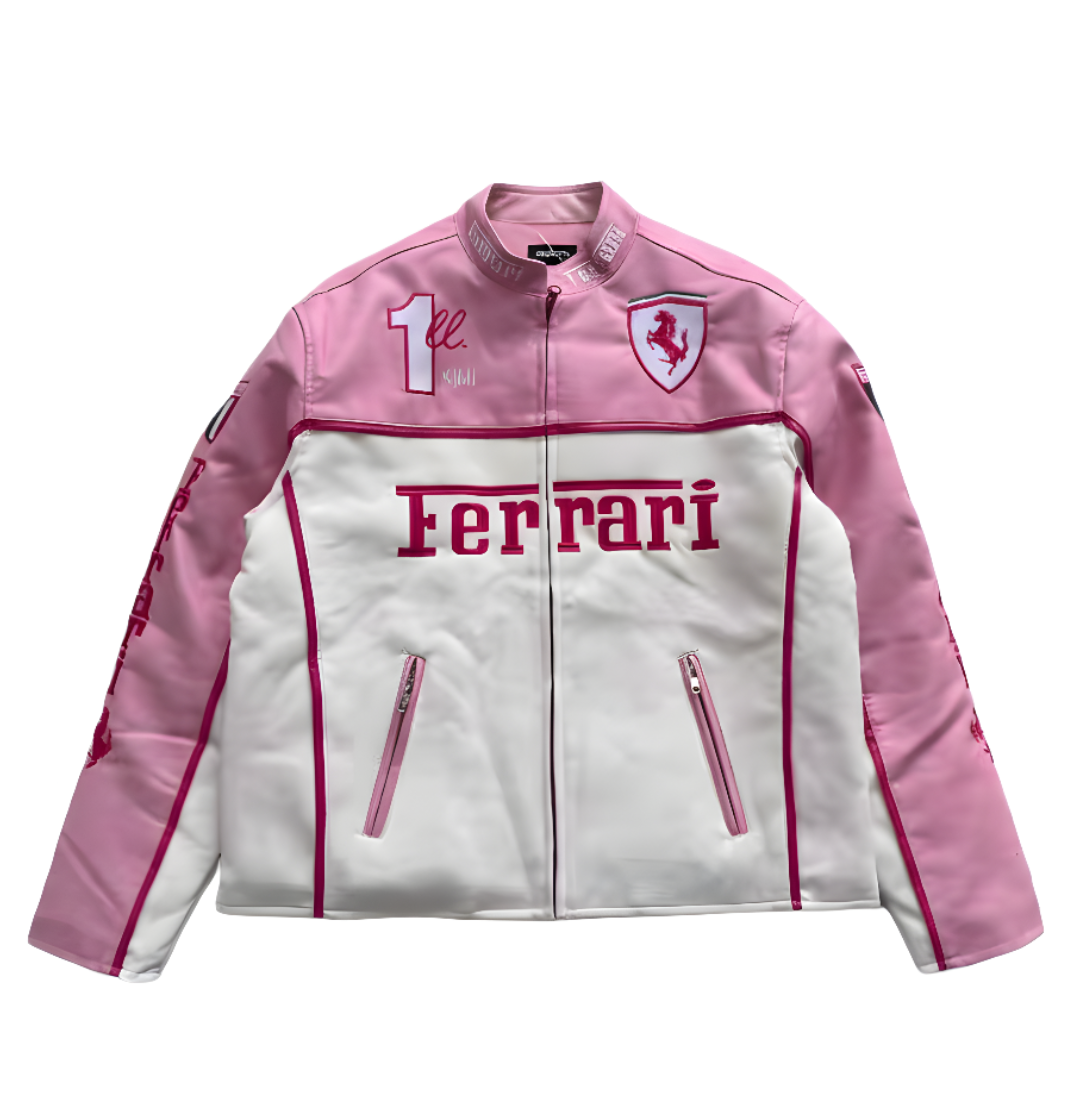 Kimi Ferrari F1 Deri Ceketi - Pembe Serisi