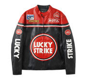 Lucky Strike Yarış Deri Ceketi - Kırmızı Serisi