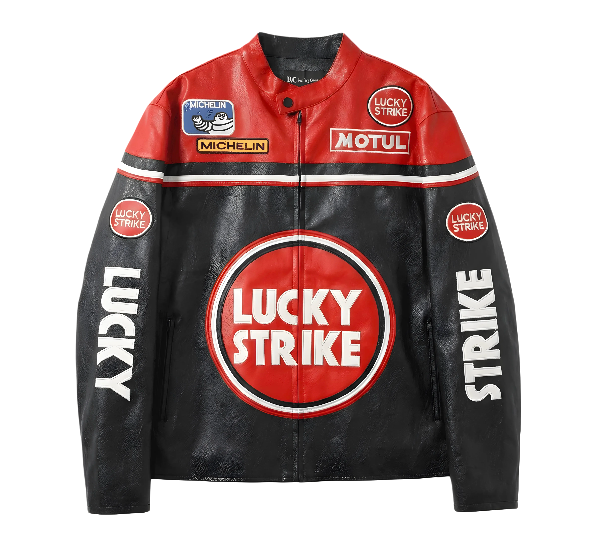 Lucky Strike Yarış Deri Ceketi - Kırmızı Serisi
