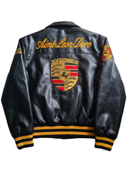 Aime Leon Dore x Porsche Siyah Deri Ceketi