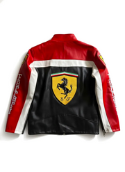 Ferrari F1 Yarış Stili Deri Ceketi - Koleksiyonluk Serisi