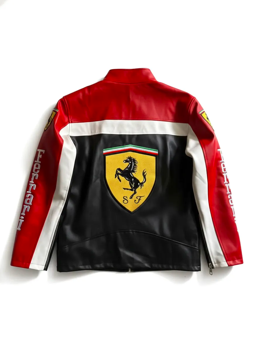 Ferrari F1 Yarış Stili Deri Ceketi - Koleksiyonluk Serisi