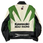 Kawasaki x Joe Rocket Yarış Deri Ceketi - Beyaz-Yeşil Serisi