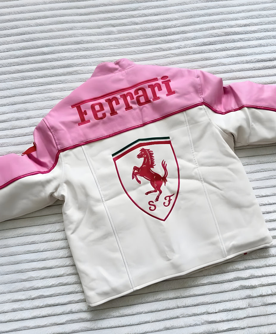 Kimi Ferrari F1 Deri Ceketi - Pembe Serisi