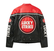 Lucky Strike Yarış Deri Ceketi - Kırmızı Serisi