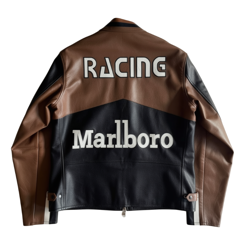 Marlboro Yarış Deri Ceketi - BROWN