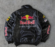 Red Bull Yarış F1 Deri Ceketi - Siyah