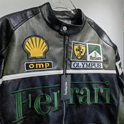 Ferrari F1 Olympus Deri Ceketi - Yeşil Serisi