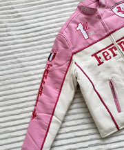 Kimi Ferrari F1 Deri Ceketi - Pembe Serisi