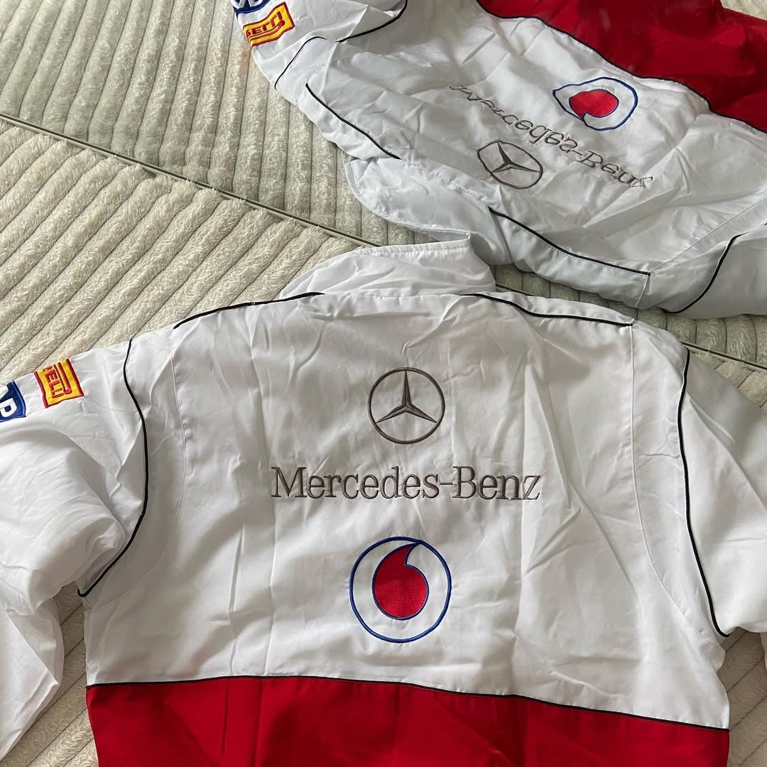 Mercedes F1 Vintage Yarış Ceketi - Beyaz