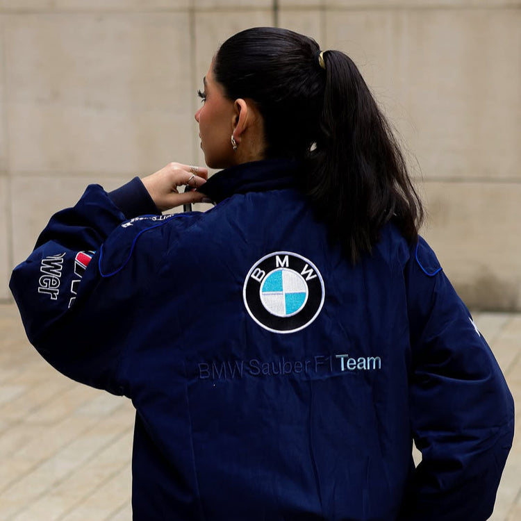 Vintage Mavi BMW Yarış Ceketi