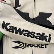 Kawasaki x Joe Rocket Yarış Deri Ceketi - Beyaz-Yeşil Serisi