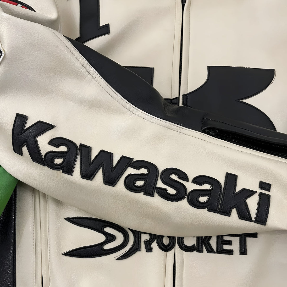 Kawasaki x Joe Rocket Yarış Deri Ceketi - Beyaz-Yeşil Serisi