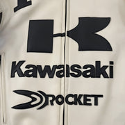 Kawasaki x Joe Rocket Yarış Deri Ceketi - Beyaz-Yeşil Serisi