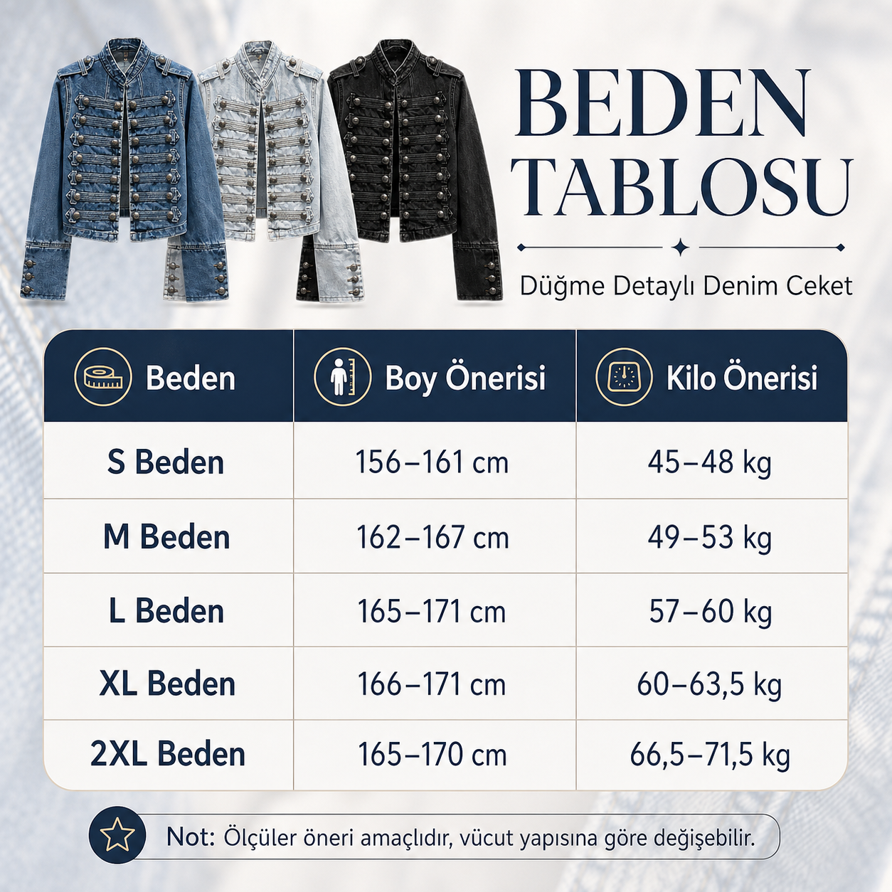 Vintage Askeri Denim Ceket - MAVI