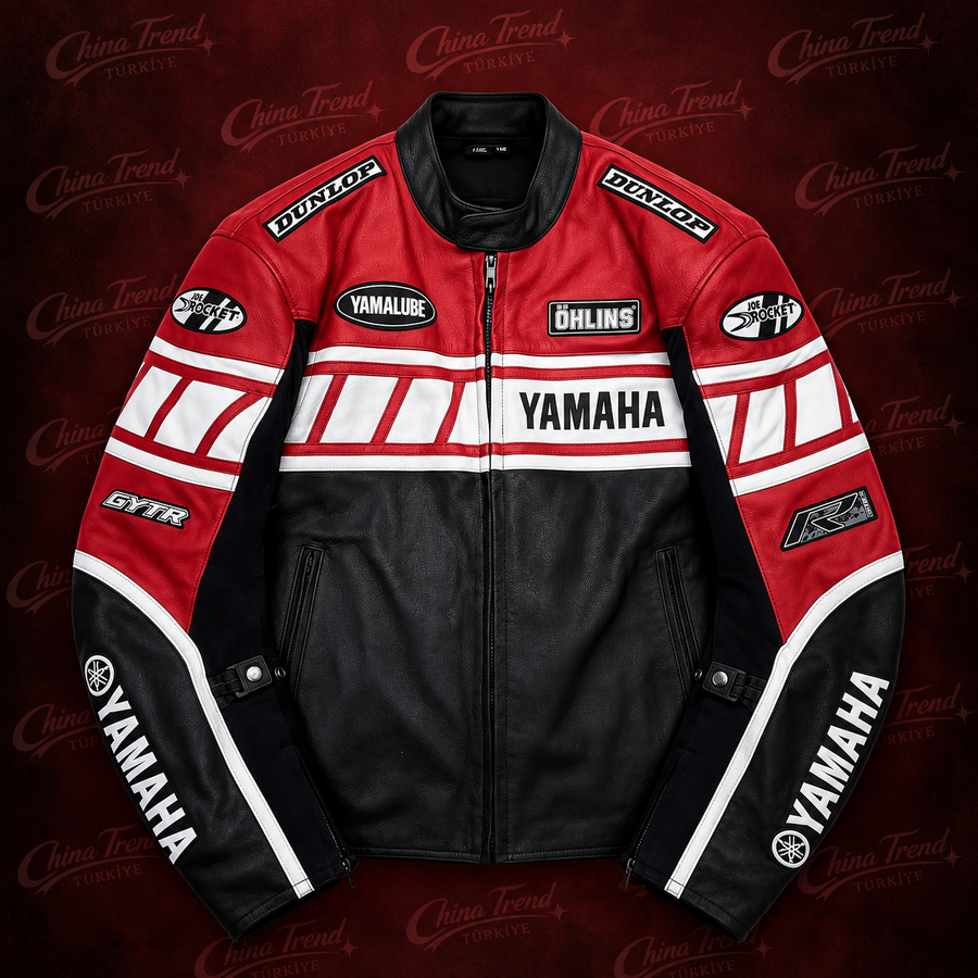 Yamaha Yarış Deri Ceketi - Vintage Joe Rocket Stili