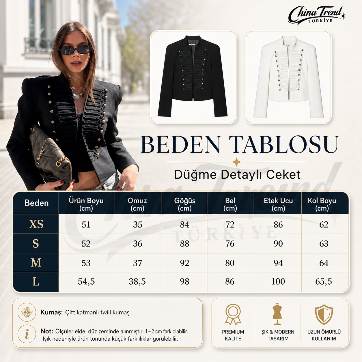 Askeri Detaylı Blazer Ceket - SIYAH