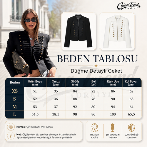 Askeri Detaylı Blazer Ceket - BEYAZ