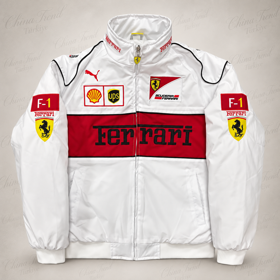 Ferrari F1 Vintage Yarış Ceketi - Beyaz