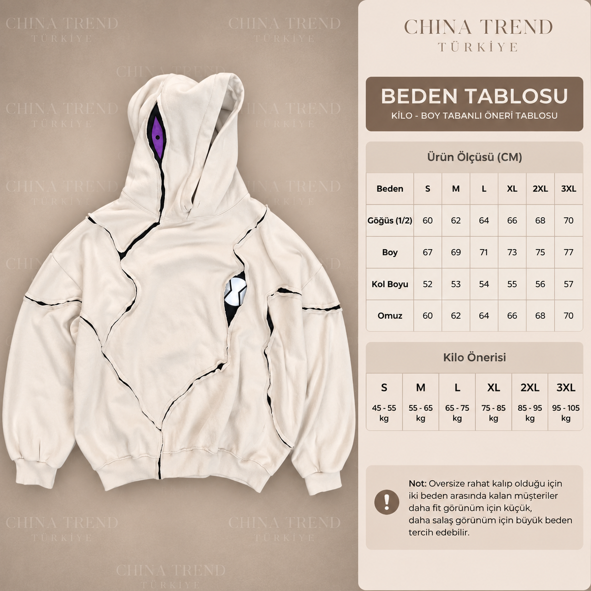Gölge Hayalet Grafik Oversize Hoodie
