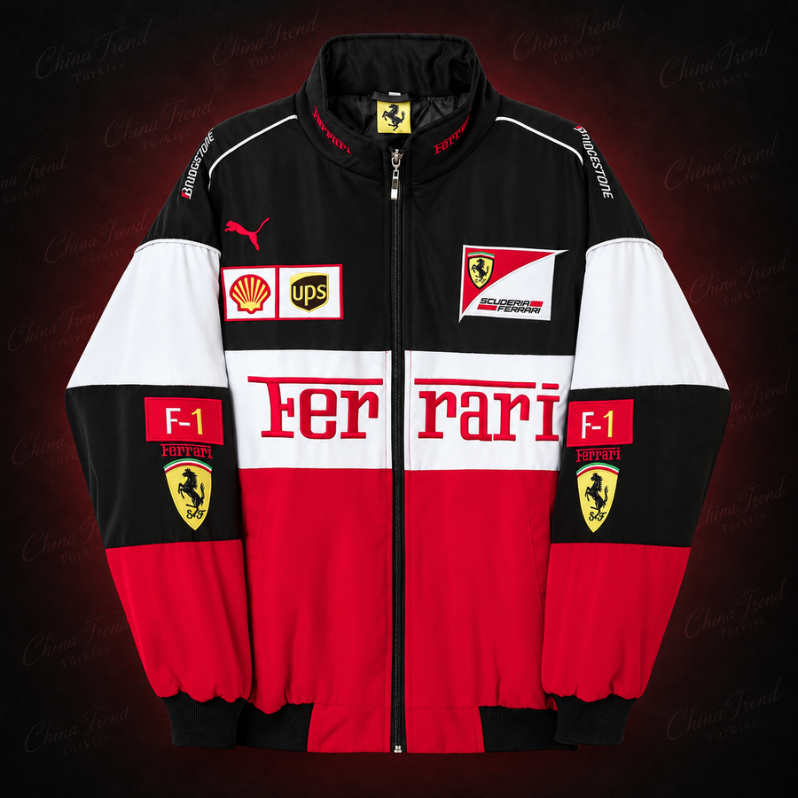 Ferrari F1 Vintage Yarış Ceketi - Beyaz