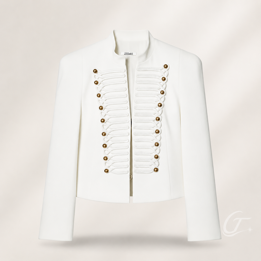 Askeri Detaylı Blazer Ceket - BEYAZ