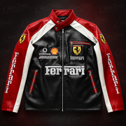 Ferrari F1 Yarış Stili Deri Ceketi - Koleksiyonluk Serisi