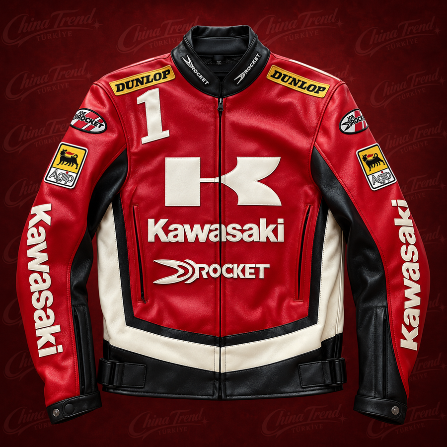 Kawasaki x Joe Rocket Yarış Deri Ceketi - Kırmızı-Siyah Serisi