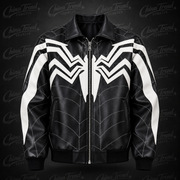 Black Spider Leather Streetwear Jacket