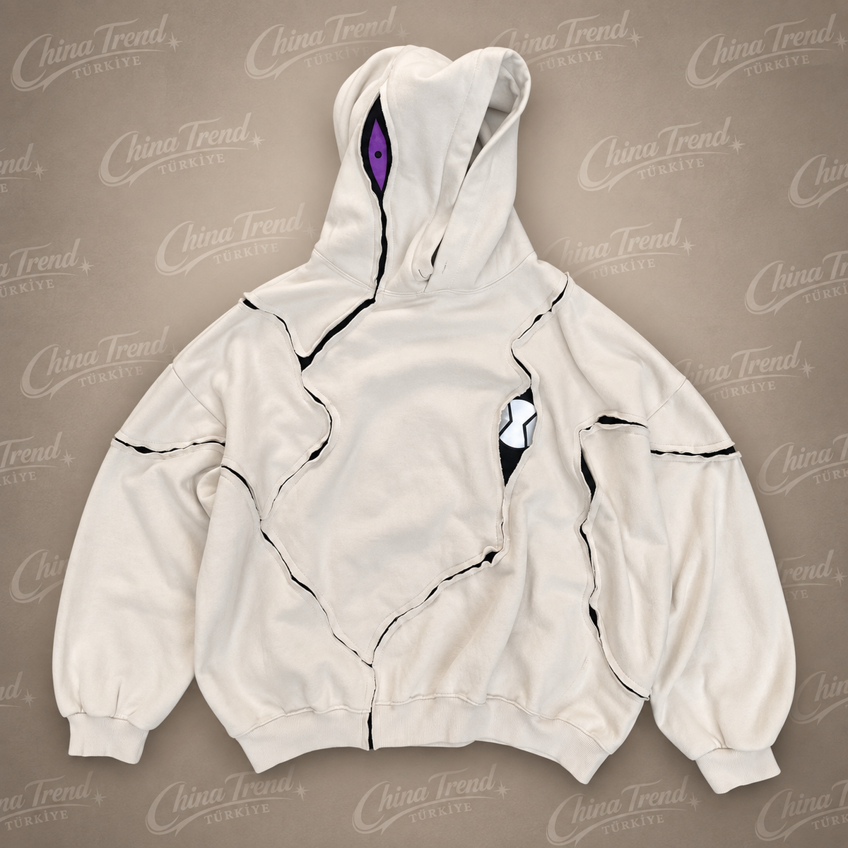 Gölge Hayalet Grafik Oversize Hoodie