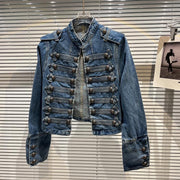 Vintage Askeri Denim Ceket - MAVI