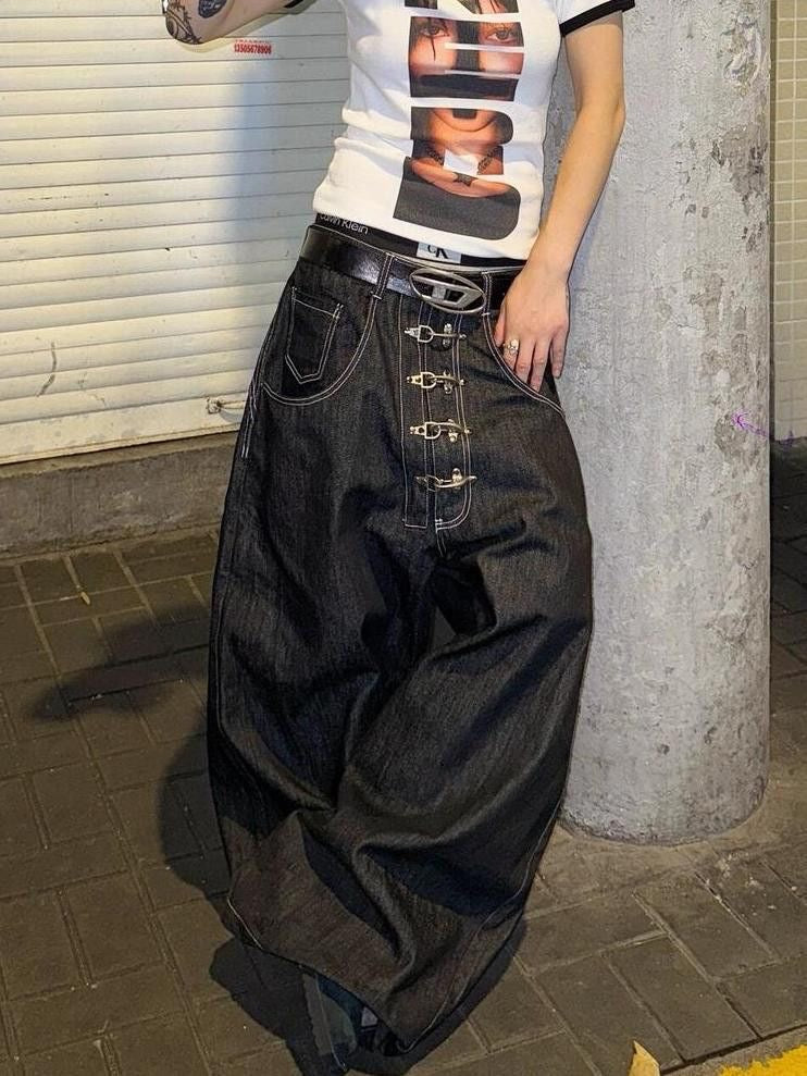 Vintage Yıkamalı Bol Paça Jean