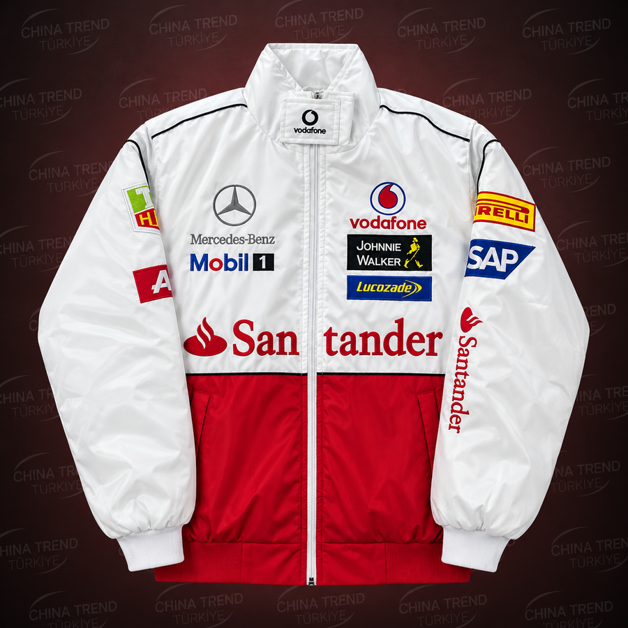 Mercedes F1 Vintage Yarış Ceketi - Beyaz