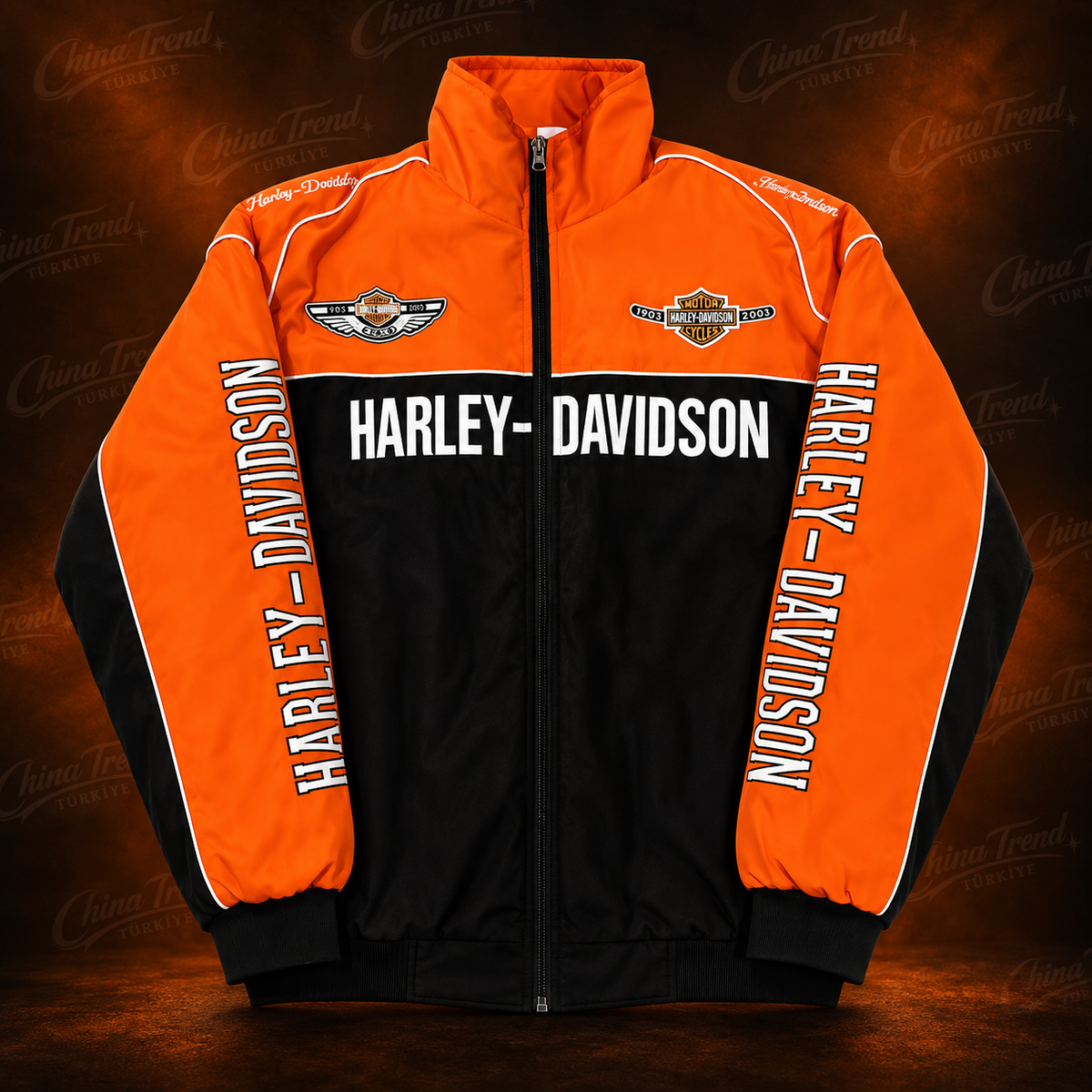 Harley-Davidson Vintage Yarış Ceketi - Turuncu Serisi